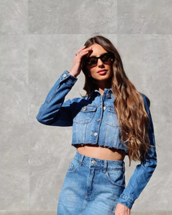 JAQUETA JEANS CROPPED JEANS